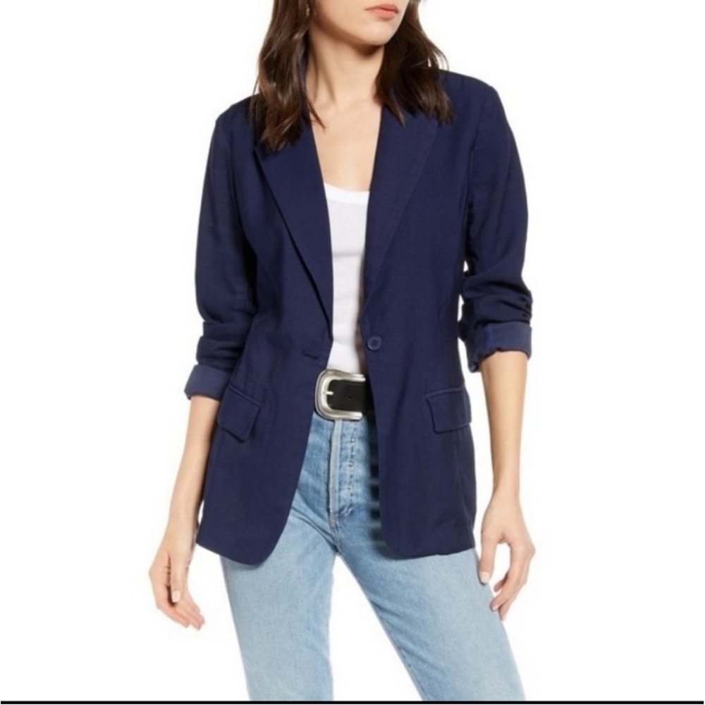Treasure & Bond Navy Blue Blazer Modern Relaxed Fit